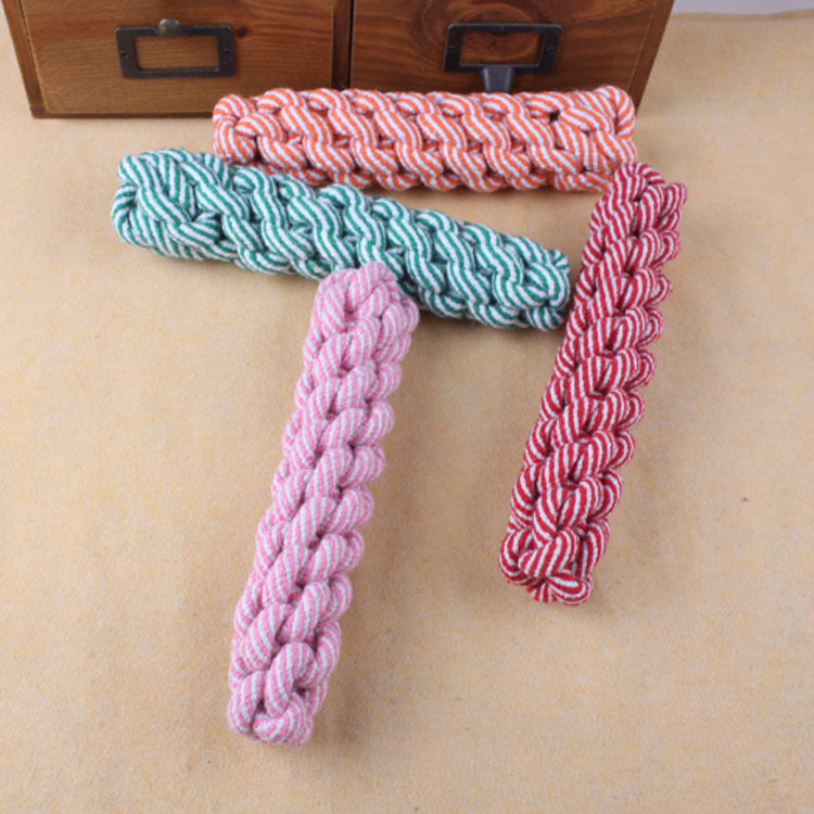 Striped Natural Cotton Rope Chew Toy for Dogs