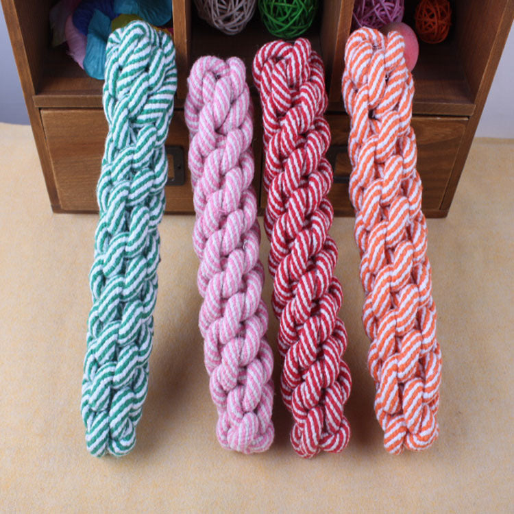 Striped Natural Cotton Rope Chew Toy for Dogs