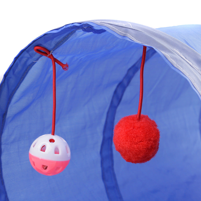 Fun Playtime Tunnel for Cats with Hanging Toys