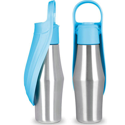 Stainless Steel Water Bottle with Silicone Leaf Bowl For Dog