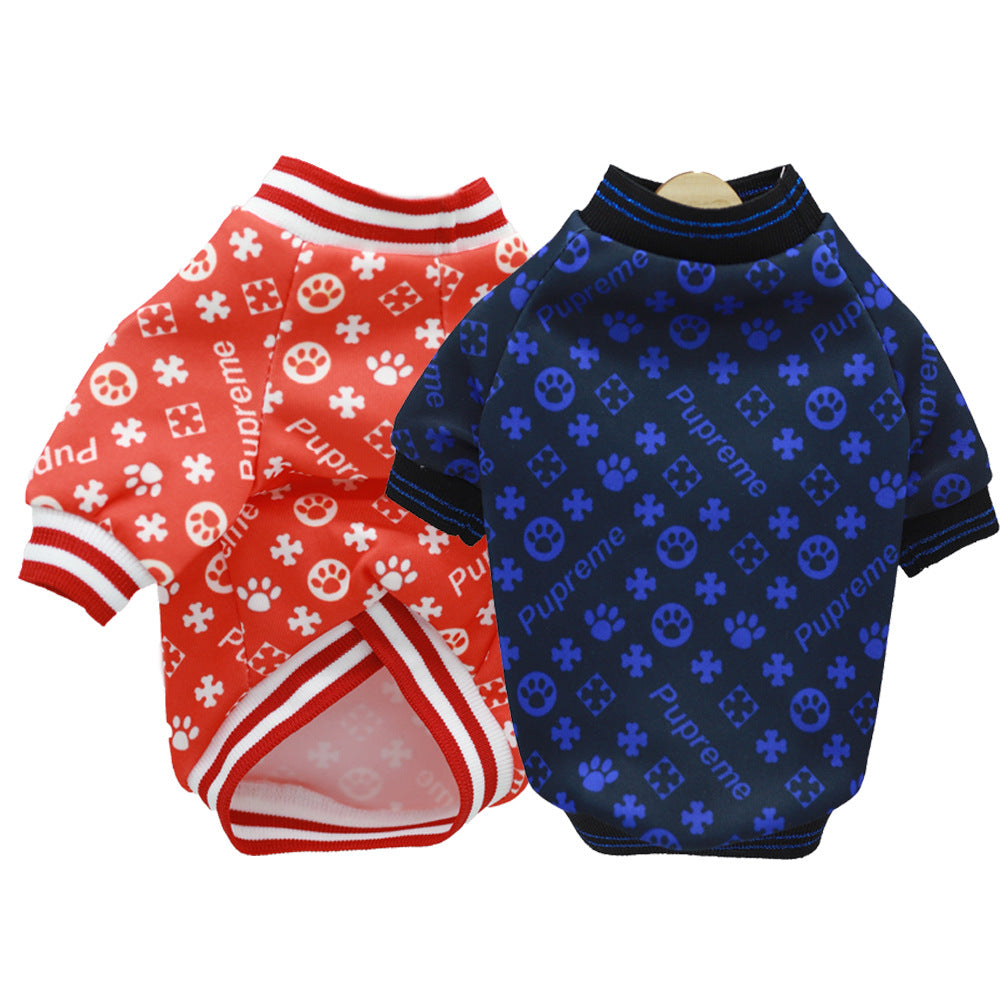 Trendy Pullover Shirt for Dogs with Fun Paw Print Design