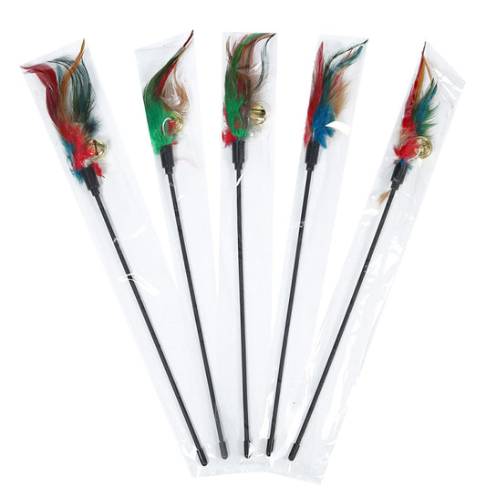 Fun Feline Feather Teaser Stick with Bell