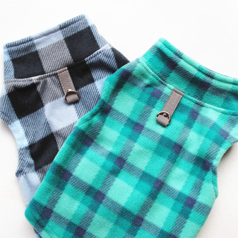 Warm Soft Plaid Fleece Vest for Dogs or Cats