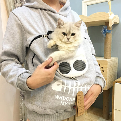 Hooman Size Hoodie With Cat Carrier Pocket