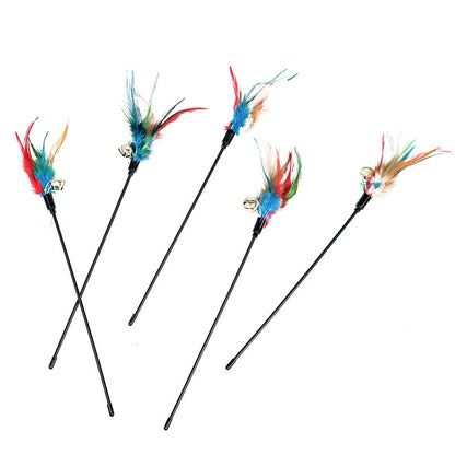 Fun Feline Feather Teaser Stick with Bell