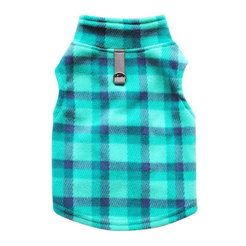 Warm Soft Plaid Fleece Vest for Dogs or Cats