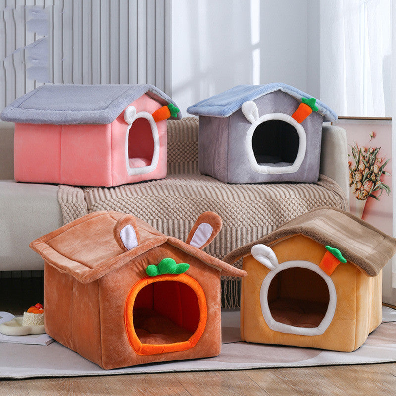 Plush Cute Nesting Villa Bed for Cats and Dogs