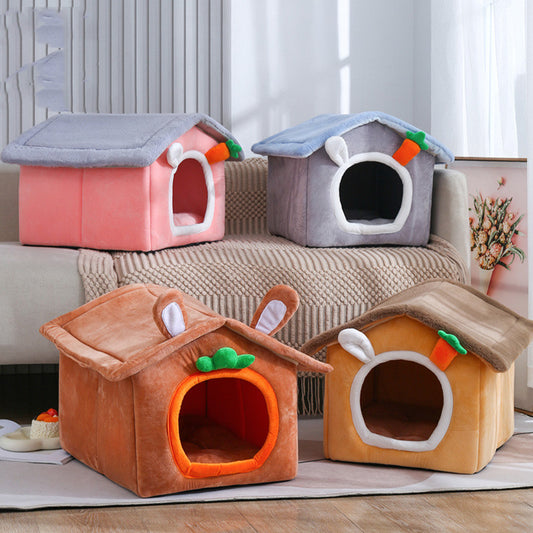 Plush Cute Nesting Villa Bed for Cats and Dogs