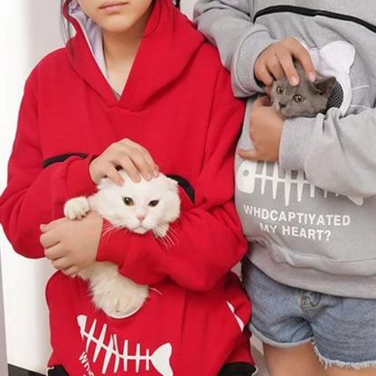 Hooman Size Hoodie With Cat Carrier Pocket