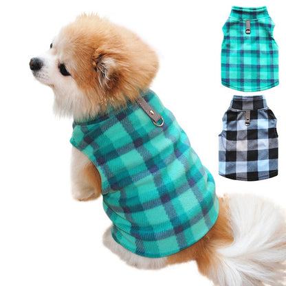 Warm Soft Plaid Fleece Vest for Dogs or Cats