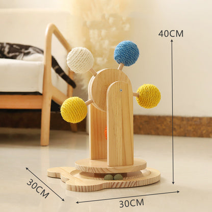 Natural Rope and Wood Ferris Wheel Cat Toy