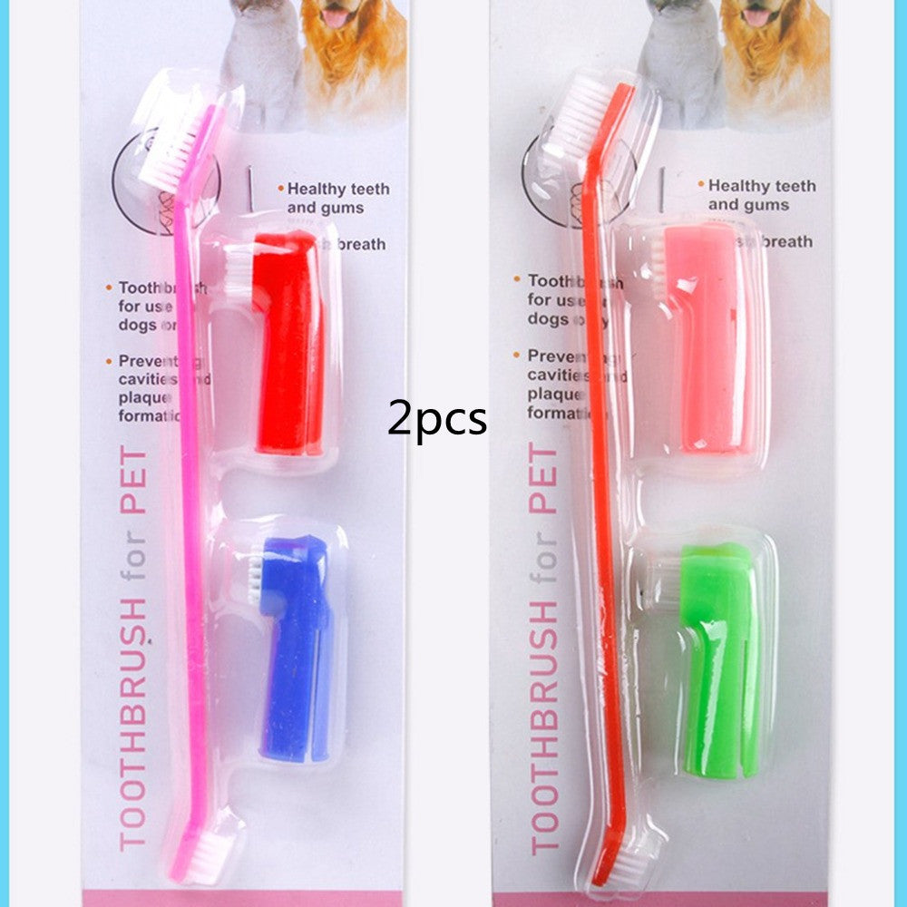 Double Head Soft Finger Toothbrush for Dogs and Cats