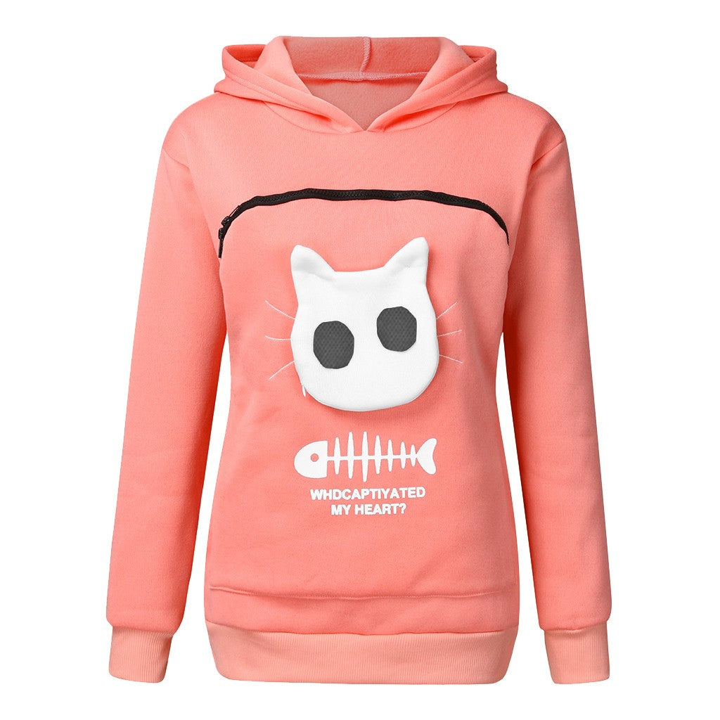 Hooman Size Hoodie With Cat Carrier Pocket