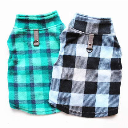 Warm Soft Plaid Fleece Vest for Dogs or Cats