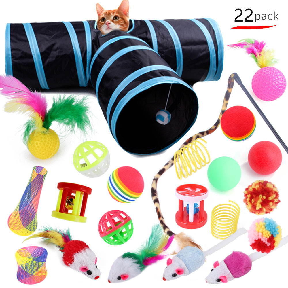 Nylon Cat Tunnel and Tons of Fun Toy Pack