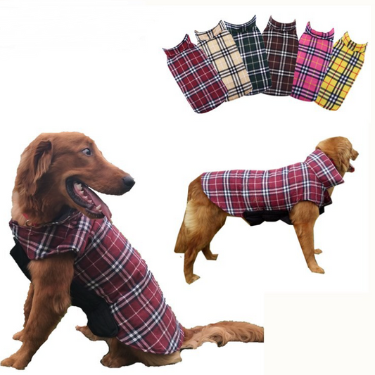 Tartan Style Reversible Water Resistant Dog Coat