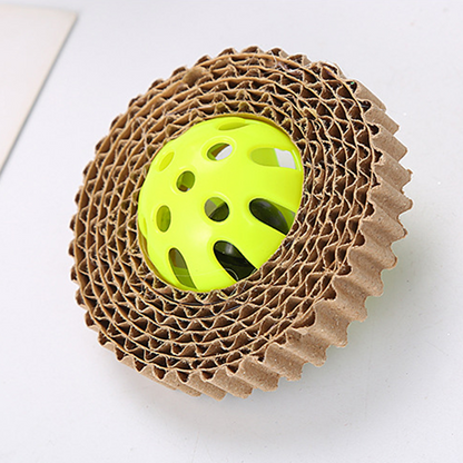 Corrugated Paper Feline Toy Ball and Bell