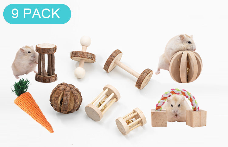 Natural Wooden Chew Toys Sets for Guinea Pigs and Hamsters