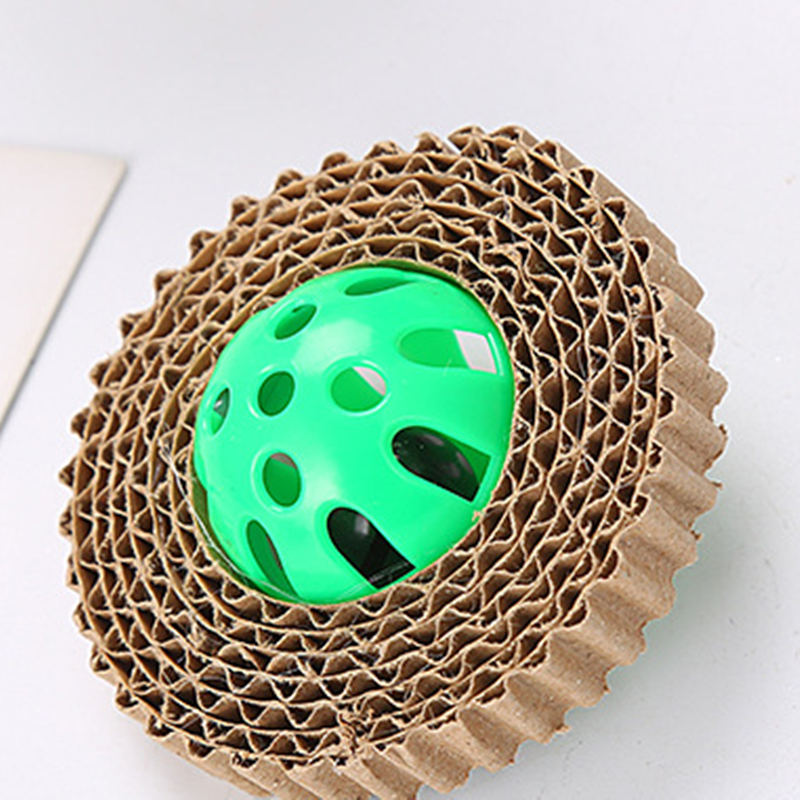 Corrugated Paper Feline Toy Ball and Bell