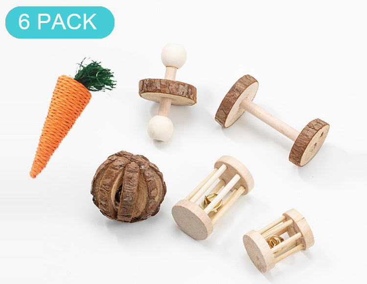 Natural Wooden Chew Toys Sets for Guinea Pigs and Hamsters