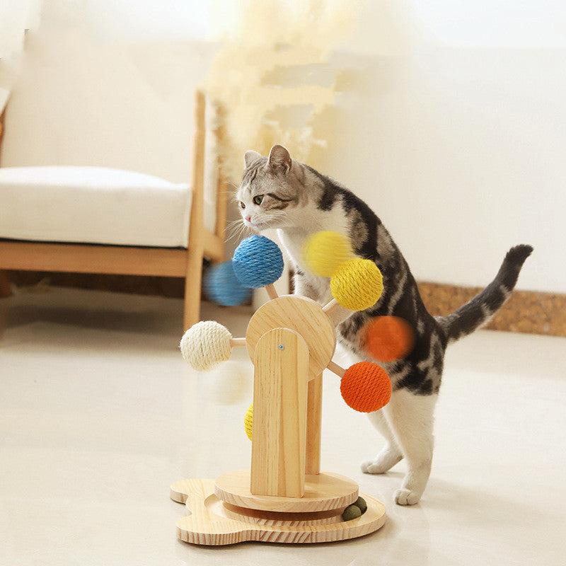 Natural Rope and Wood Ferris Wheel Cat Toy