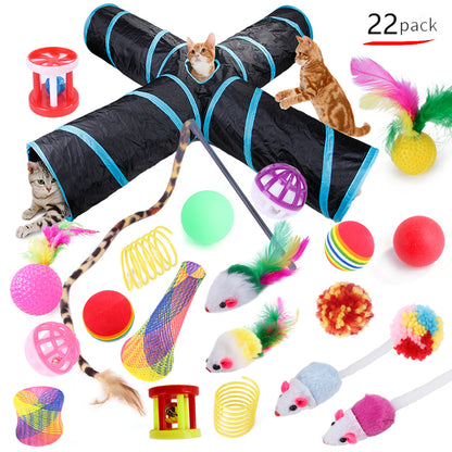 Nylon Cat Tunnel and Tons of Fun Toy Pack