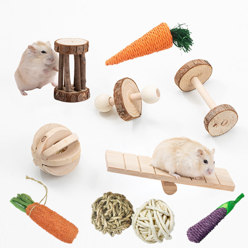 Natural Wooden Chew Toys Sets for Guinea Pigs and Hamsters