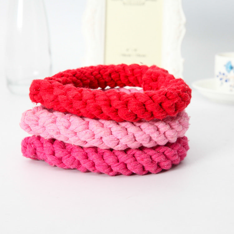 Simple Love Heart Cotton Woven Rope Chew Toy for Dogs