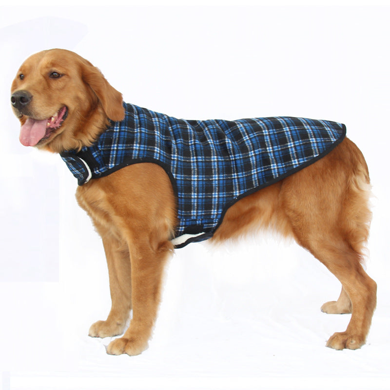 Plaid Warm Flannel Jacket for Large Dogs