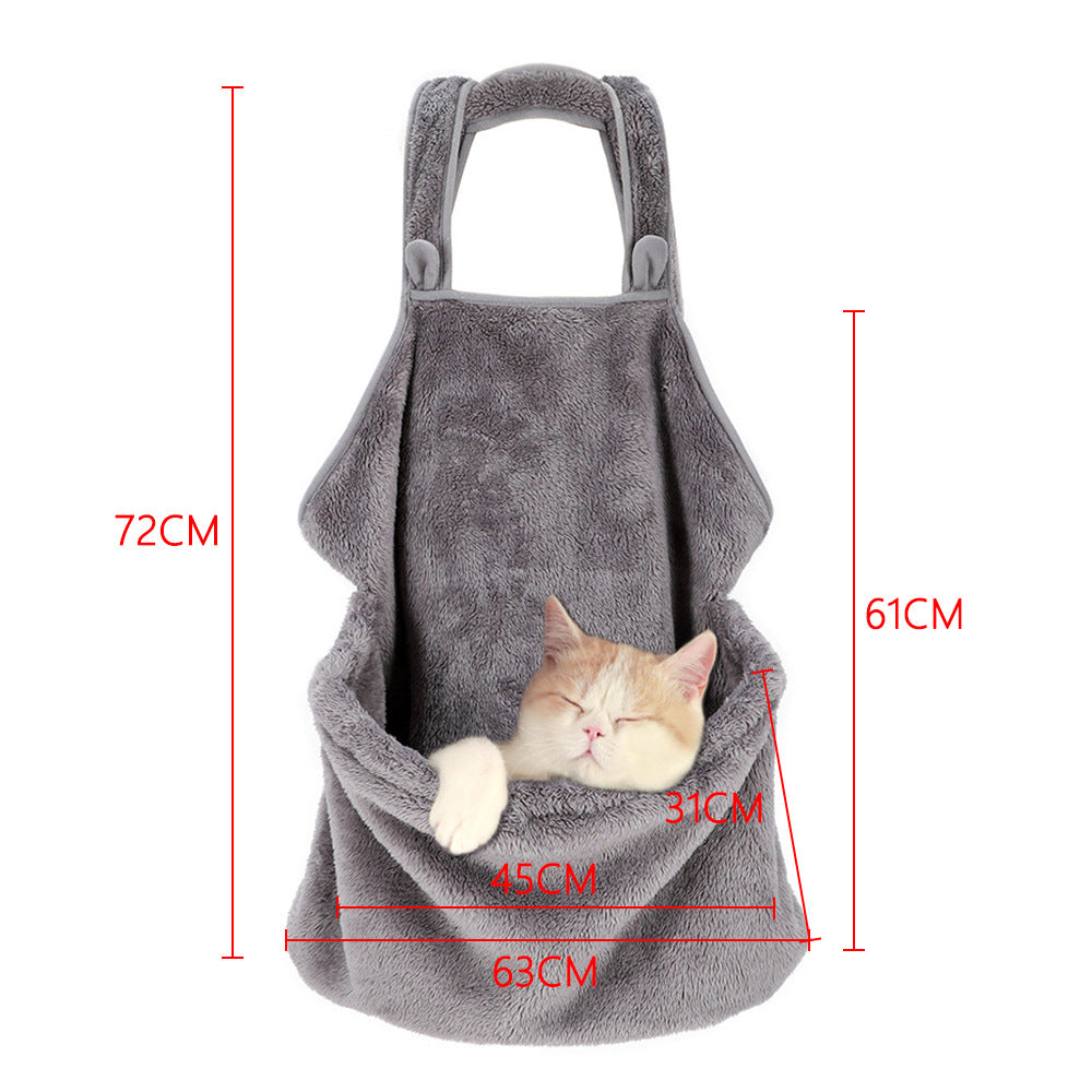 Plush Velvet Apron Style Cat or Small Dog Carrier