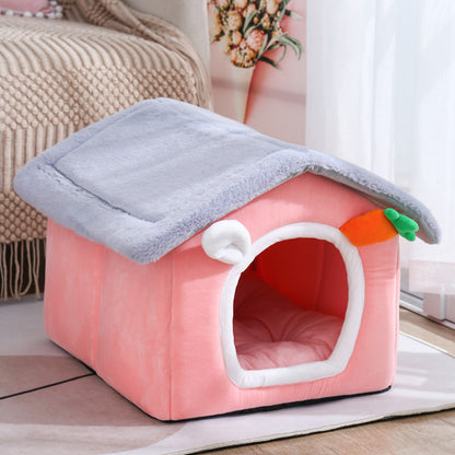 Plush Cute Nesting Villa Bed for Cats and Dogs