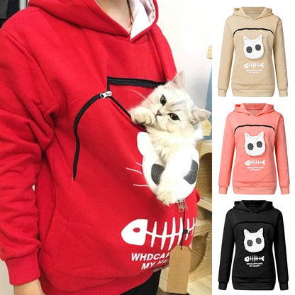 Hooman Size Hoodie With Cat Carrier Pocket