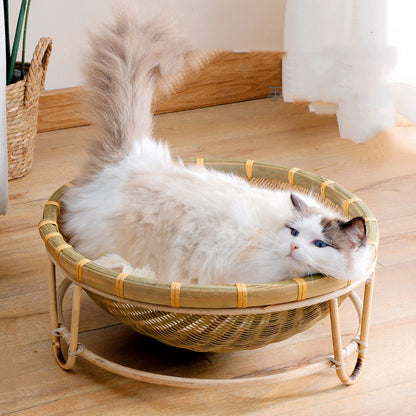 Textured Bamboo Bowl Feline Snuggle Nest