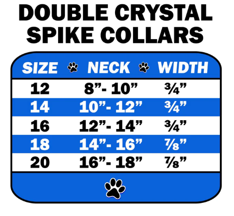 Double Crystal and Spike Collar for Dogs and Puppies