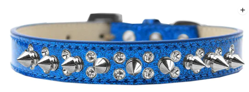 Double Crystal and Spike Collar for Dogs and Puppies