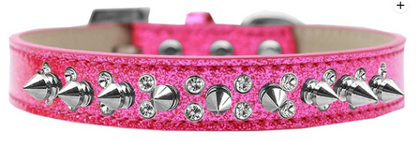 Double Crystal and Spike Collar for Dogs and Puppies