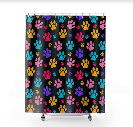 Cute Puppy Paw Print Shower Curtain for Hoomans