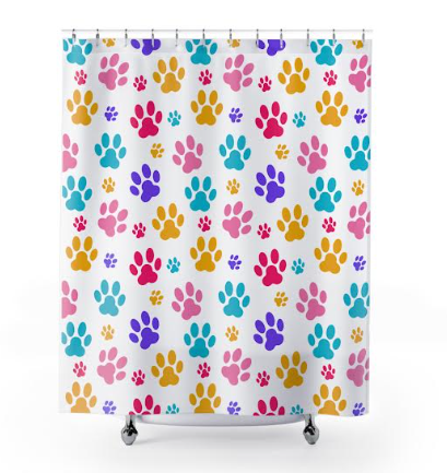 Cute Puppy Paw Print Shower Curtain for Hoomans