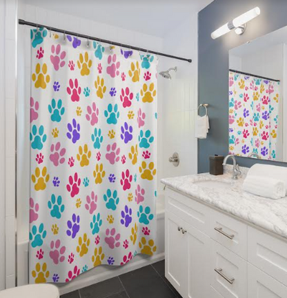 Cute Puppy Paw Print Shower Curtain for Hoomans