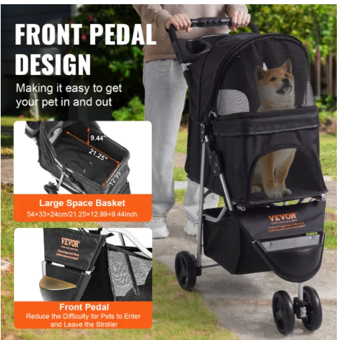 3 Wheel Stroller for Small Dogs and Cats