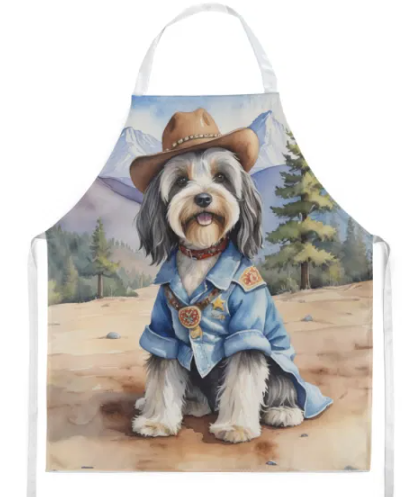 Tibetan Terrier - Welcome Cowboy Apron for Cooking, Baking and Crafts for Adult Women and Men - Unisex Large