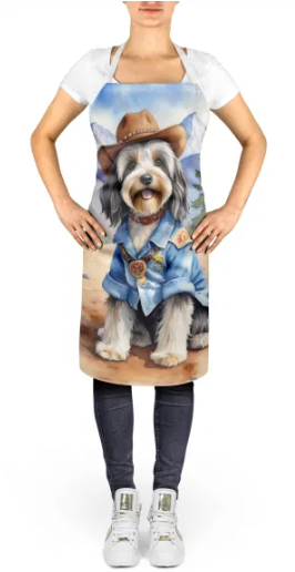 Tibetan Terrier - Welcome Cowboy Apron for Cooking, Baking and Crafts for Adult Women and Men - Unisex Large