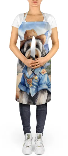Tibetan Terrier - Welcome Cowboy Apron for Cooking, Baking and Crafts for Adult Women and Men - Unisex Large