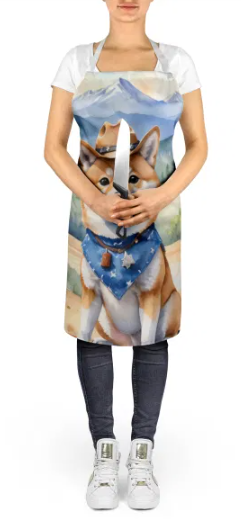 Shiba Inu - Welcome Cowboy Apron for Cooking, Baking and Crafts for Adult Women and Men - Unisex Large