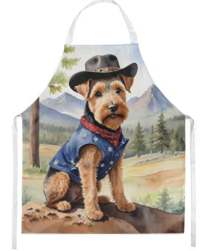 Welsh Terrier - Welcome Cowboy Apron for Cooking, Baking and Crafts for Adult Women and Men - Unisex Large