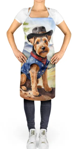 Welsh Terrier - Welcome Cowboy Apron for Cooking, Baking and Crafts for Adult Women and Men - Unisex Large