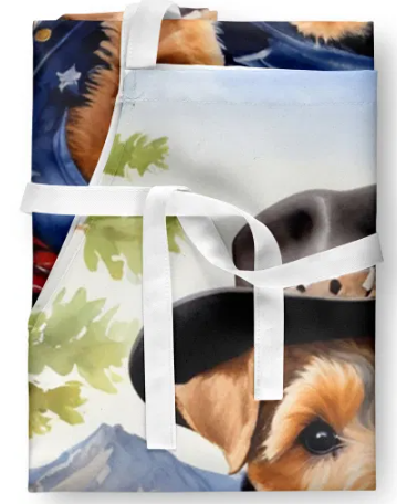 Welsh Terrier - Welcome Cowboy Apron for Cooking, Baking and Crafts for Adult Women and Men - Unisex Large