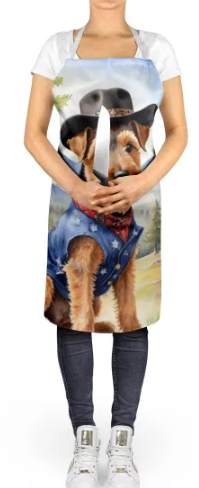 Welsh Terrier - Welcome Cowboy Apron for Cooking, Baking and Crafts for Adult Women and Men - Unisex Large