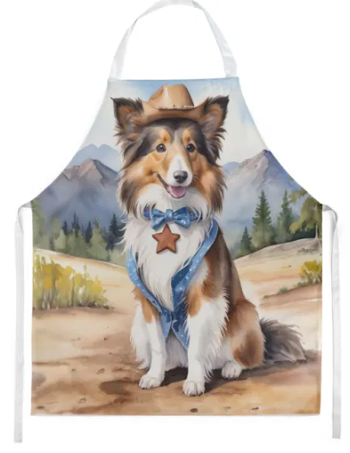 Sheltie - Welcome Cowboy Apron for Cooking, Baking and Crafts for Adult Women and Men - Unisex Large