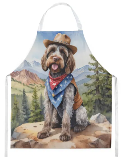 Wirehaired Pointing Griffon - Welcome Cowboy Apron for Cooking, Baking and Crafts for Adult Women and Men - Unisex Large